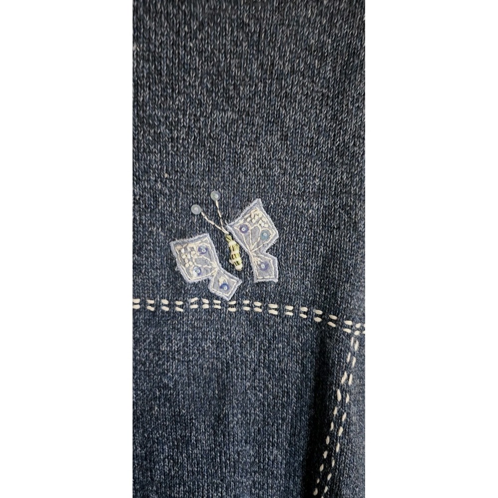 VTG QUACKER FACTORY Embroidered Butterflies & Honey Bees Blue Sweater Vest Sz 3X - Picture 3 of 11